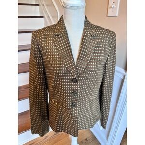 TRAVIS‎ AYERS FOR DRESS BARN WOMAN HOUNDSTOOTH Blazer Size 10 Brown